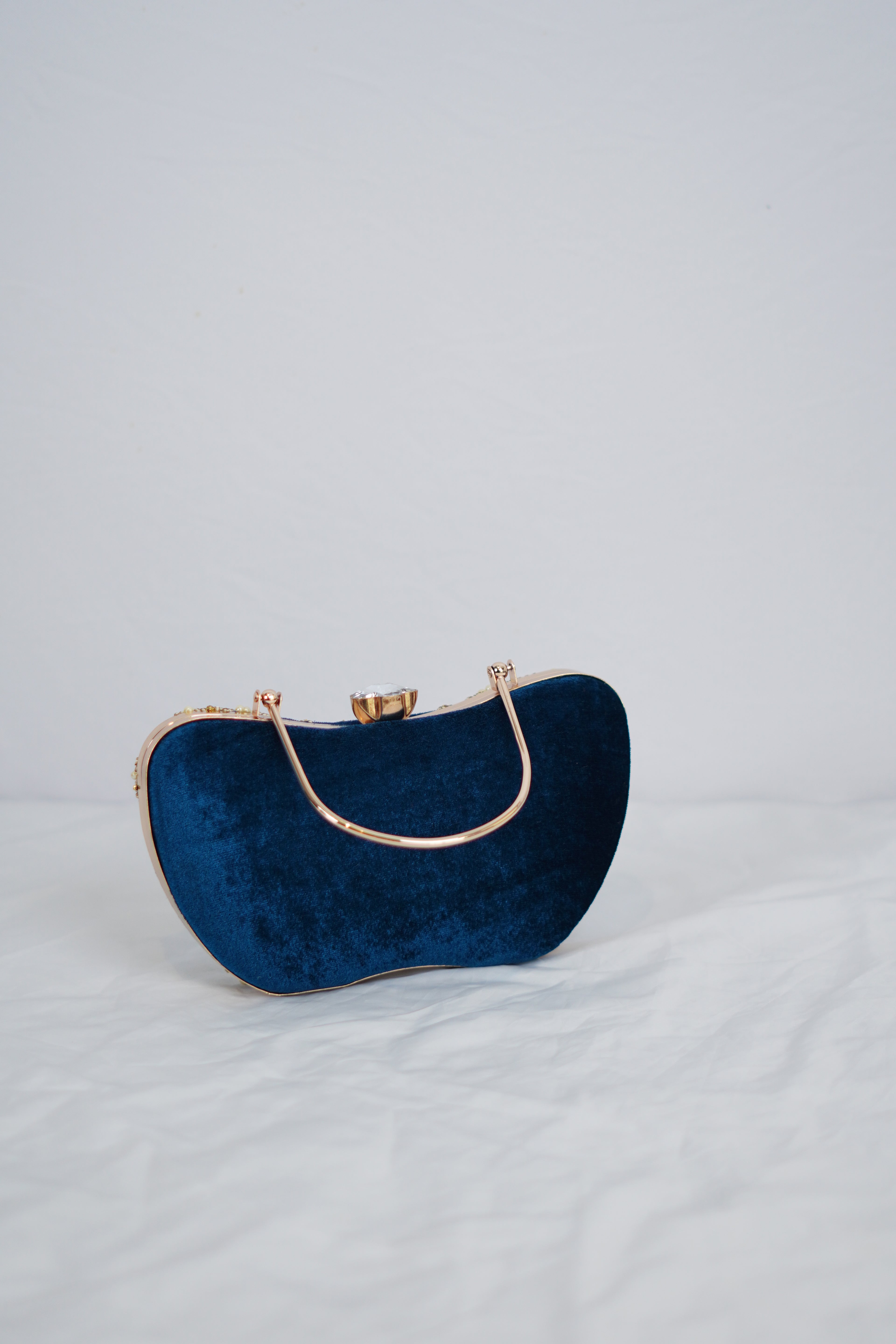 Navy Blue & Gold Embroidered Handbag
