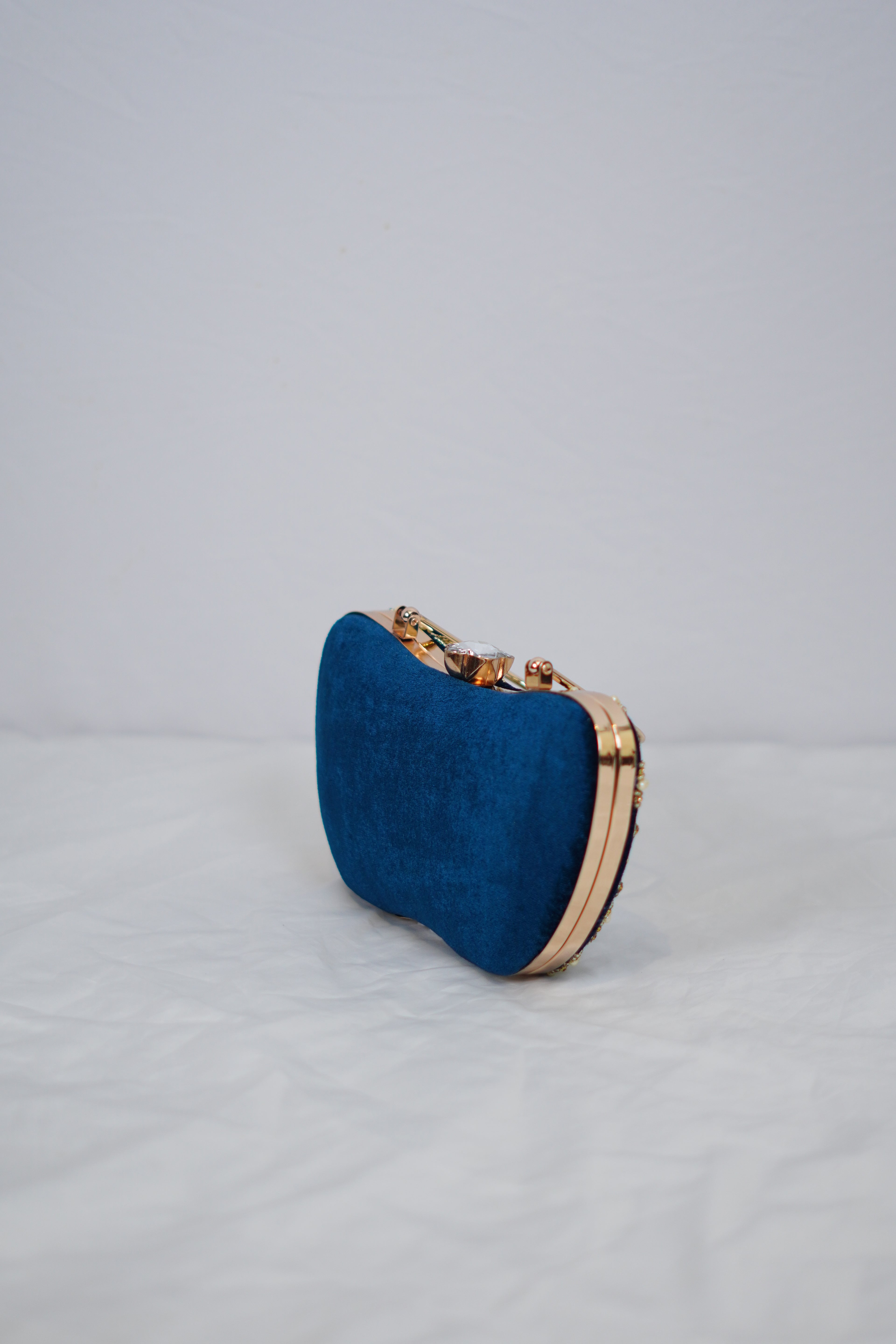 Navy Blue & Gold Embroidered Handbag