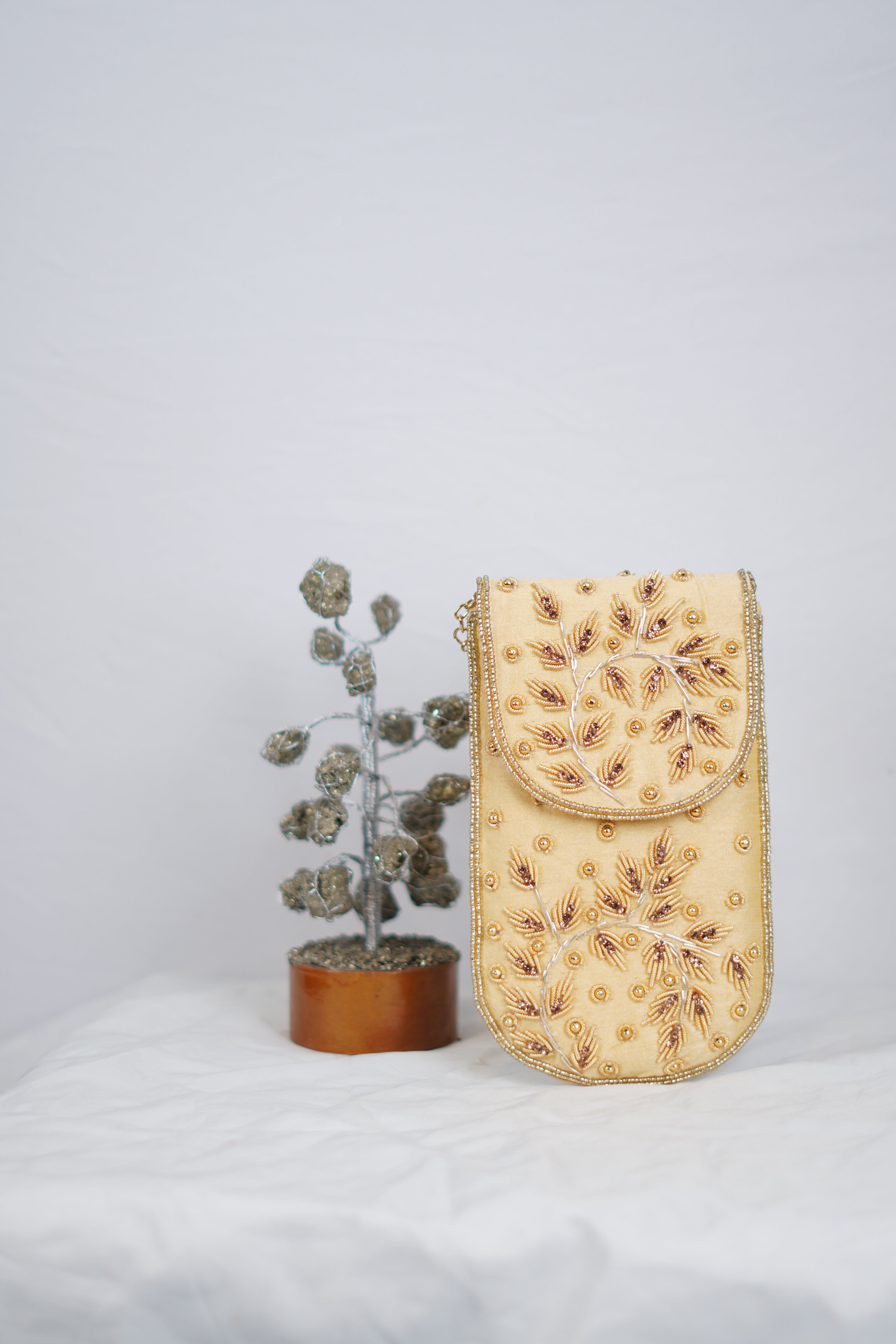 Gold Embellished Mobile Pouch