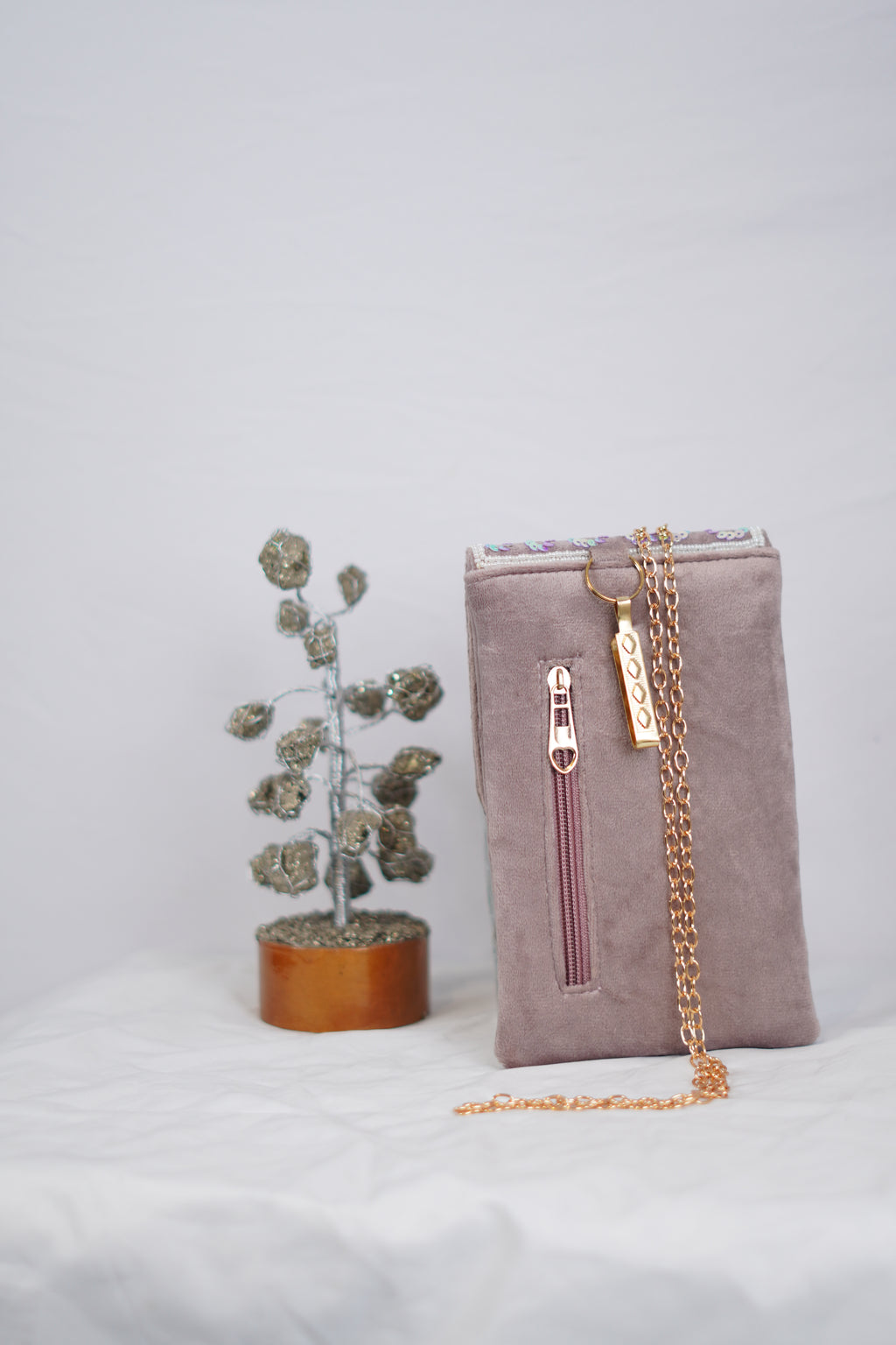 Floral Velvet Mobile Pouch