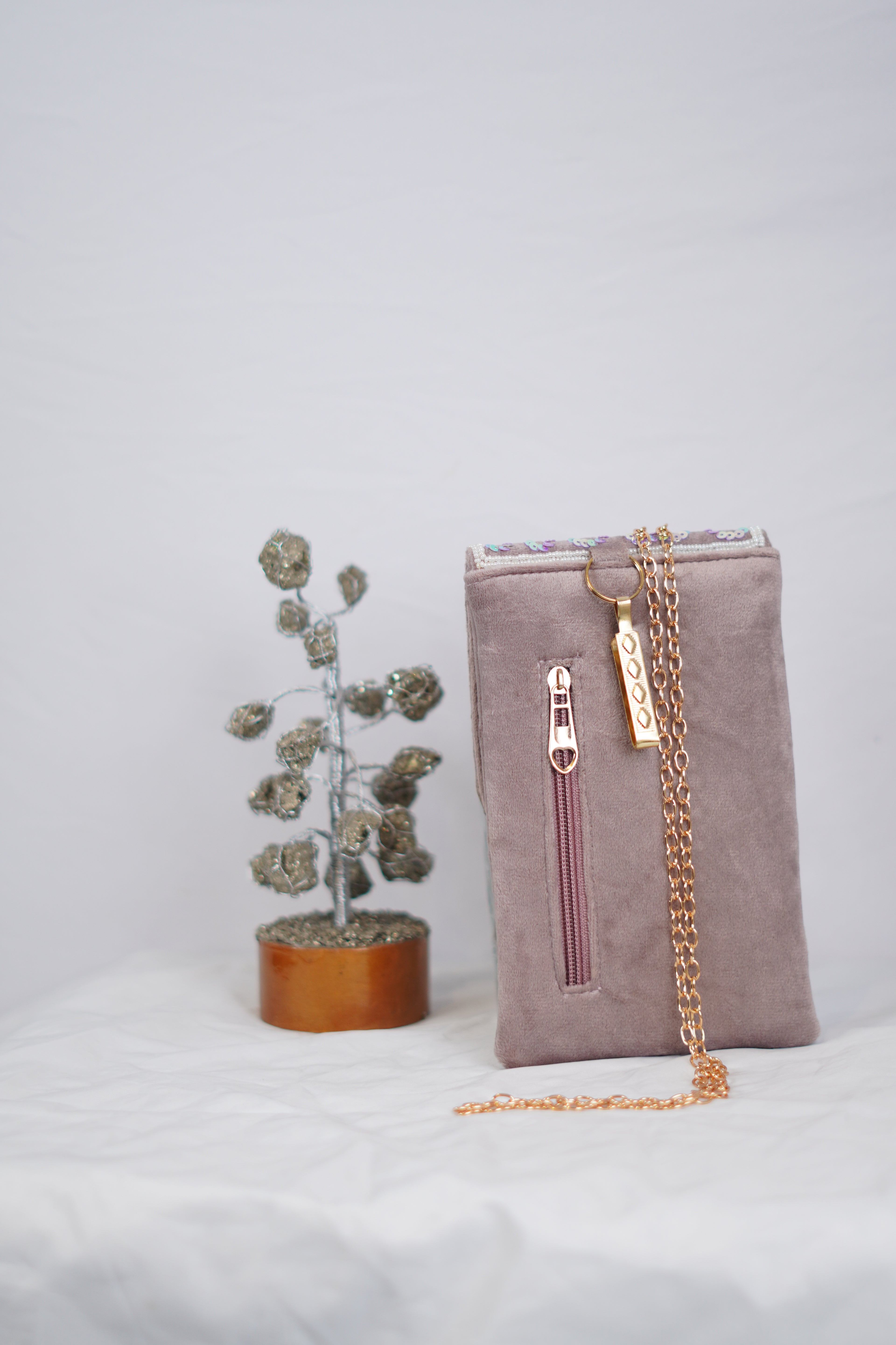 Floral Velvet Mobile Pouch