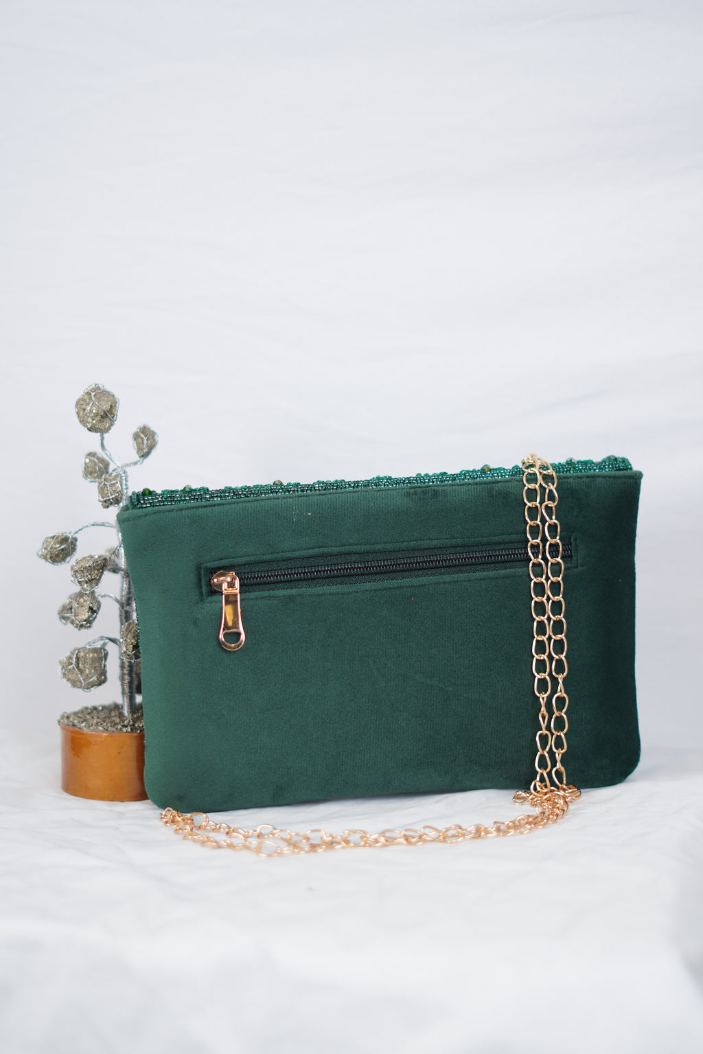 Green Embellished clutch
