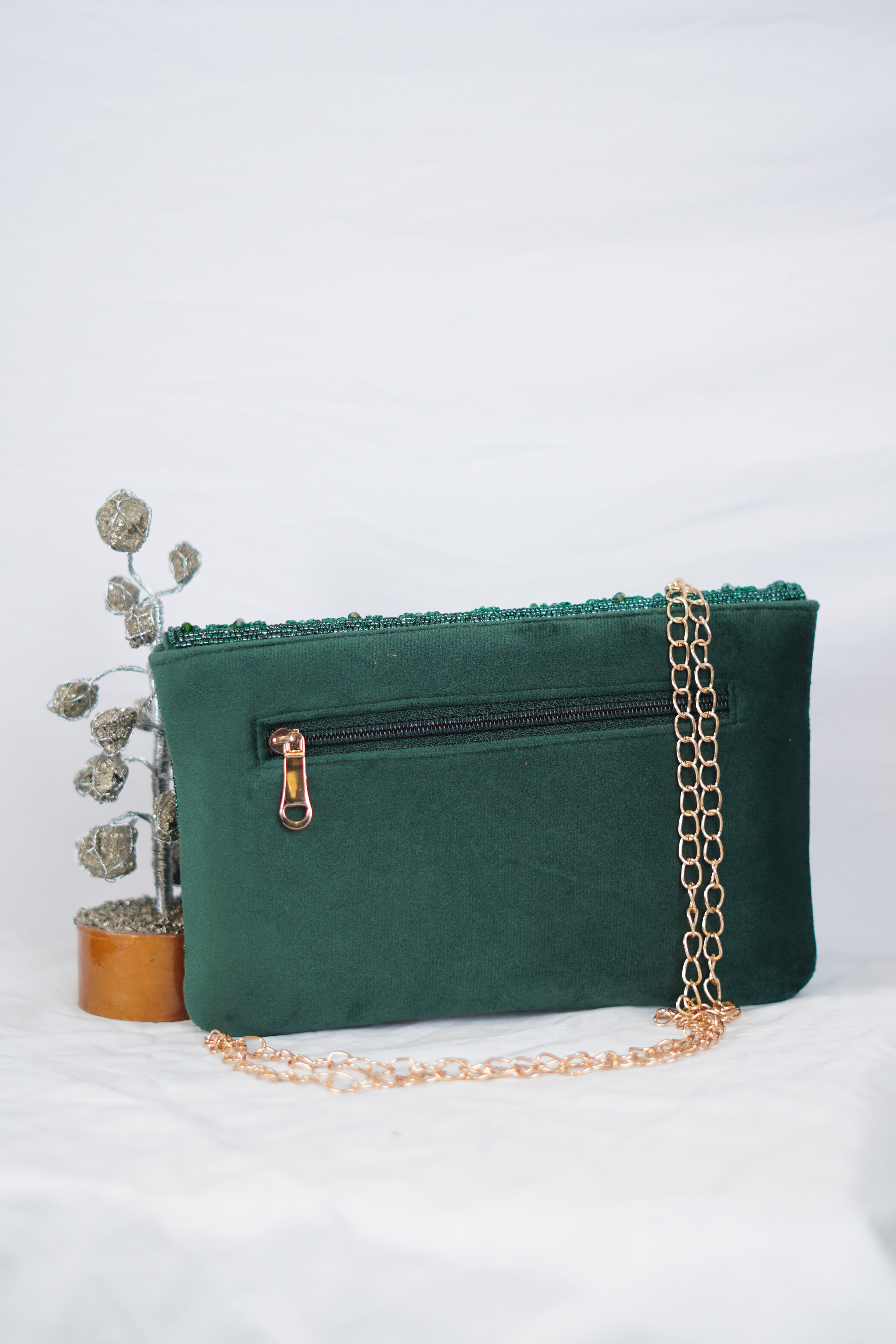 Green Embellished clutch