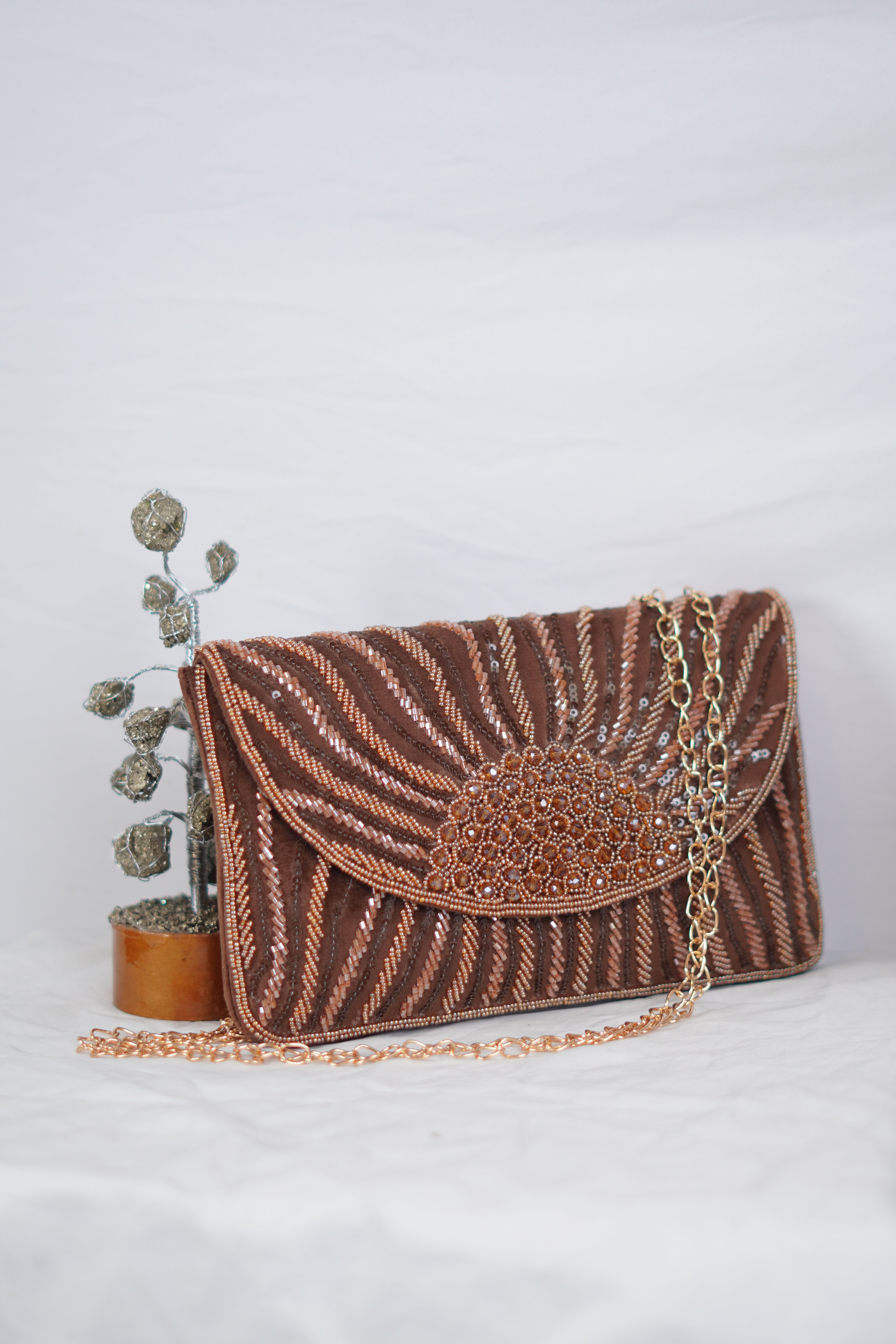 Embellished envelope clutch
