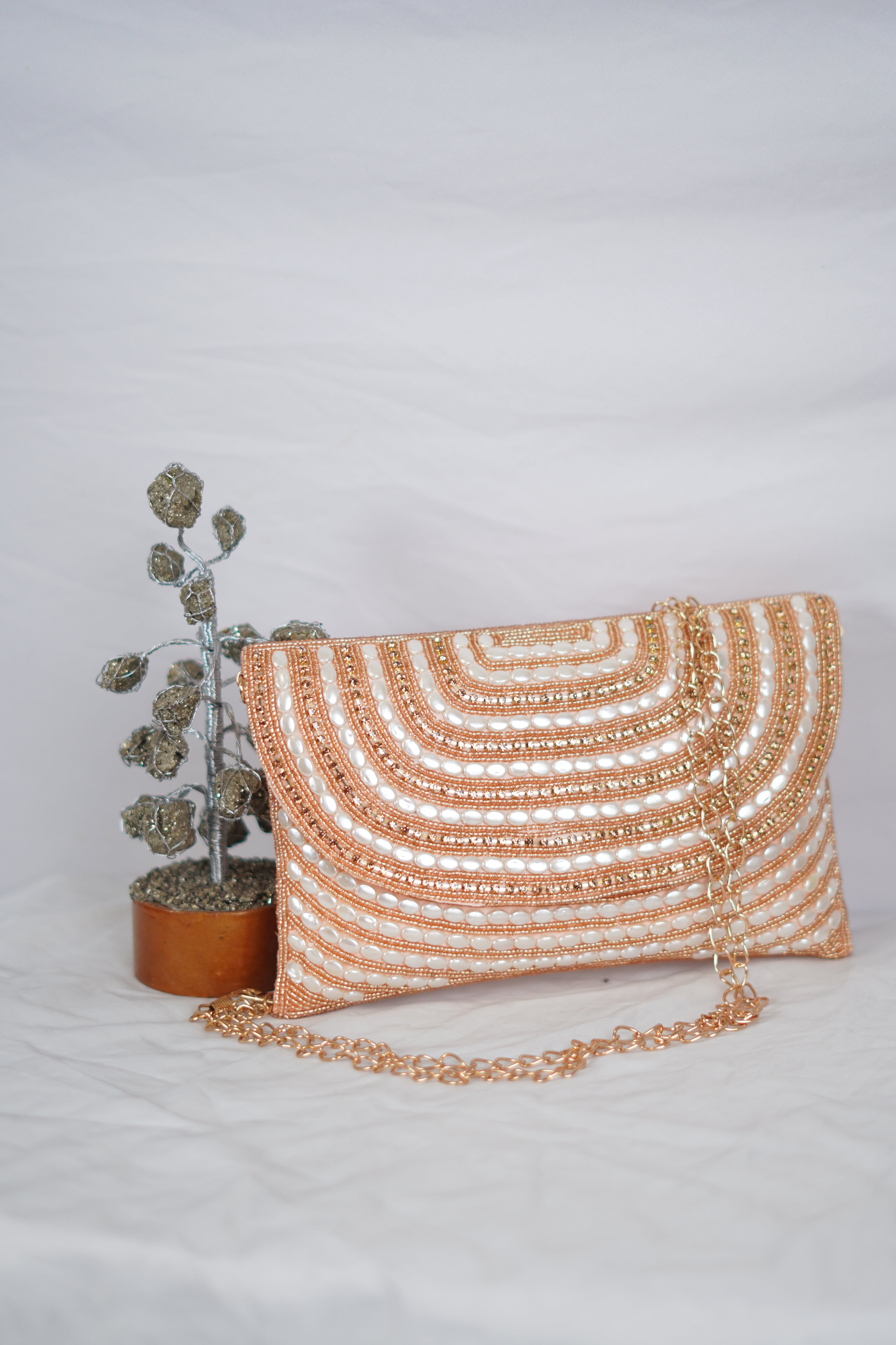 Embellished Clutch, peach