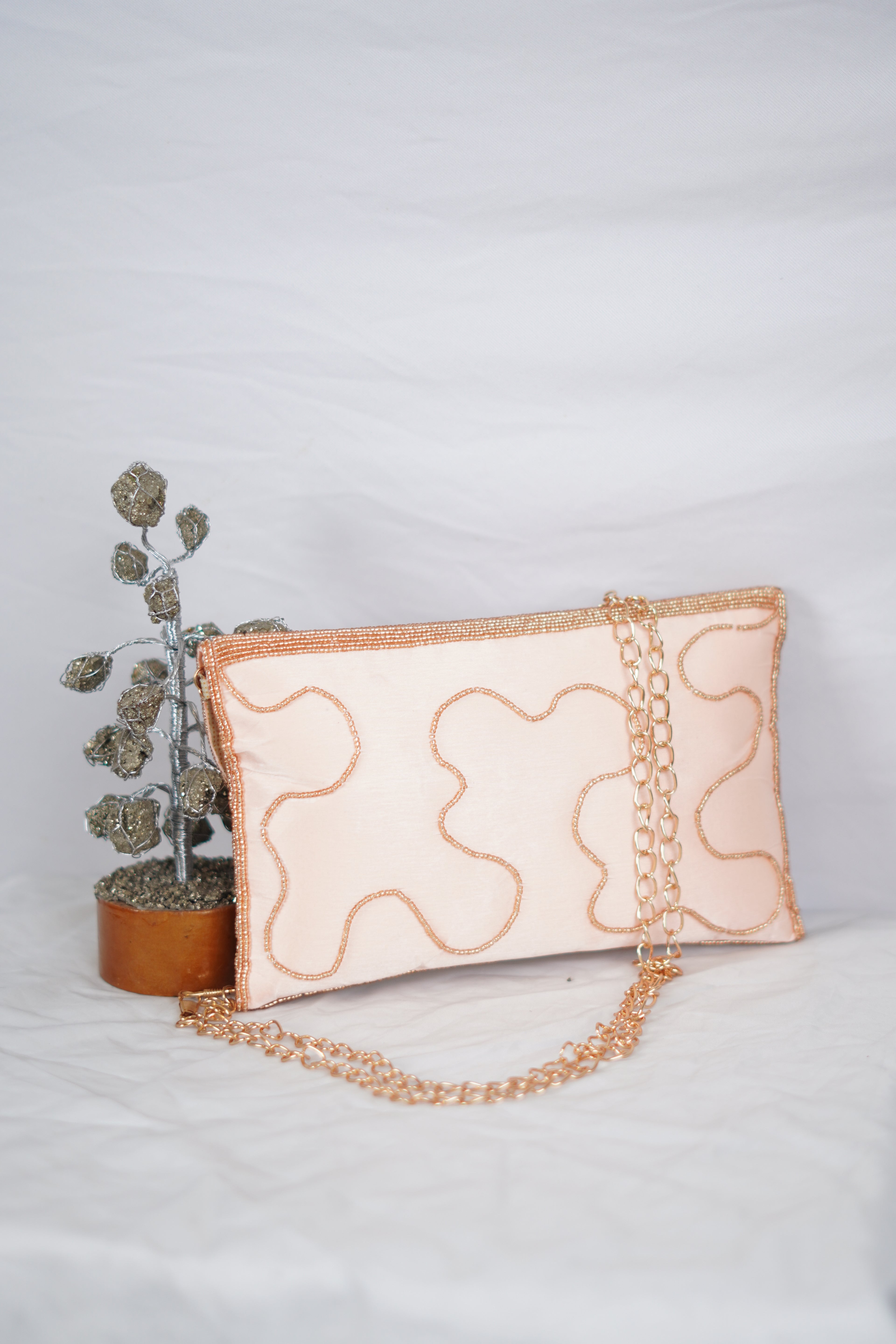 Embellished Clutch, peach