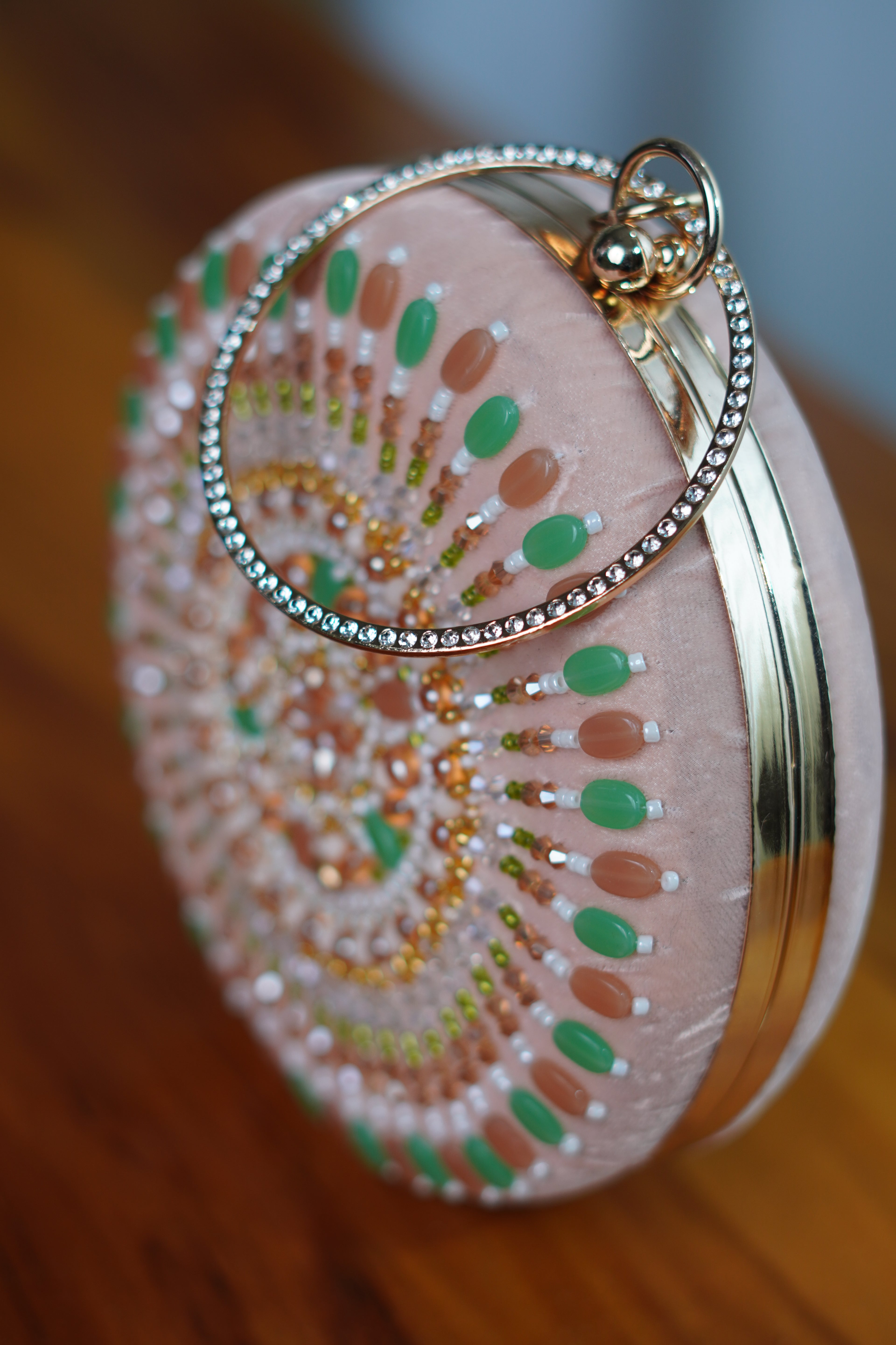 Circular shaped clutch bag , pink