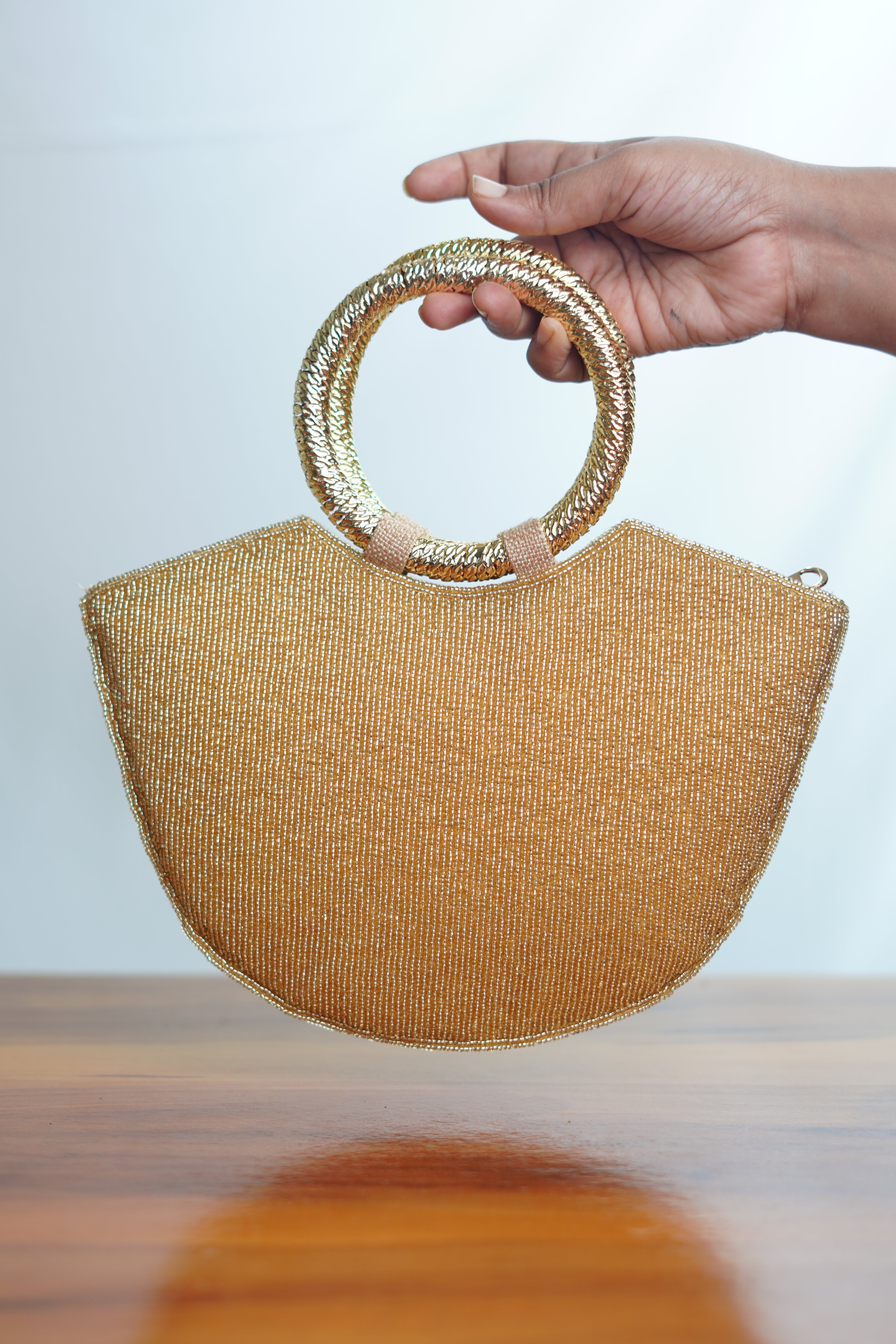 Basket Shaped bag with multicolor studs