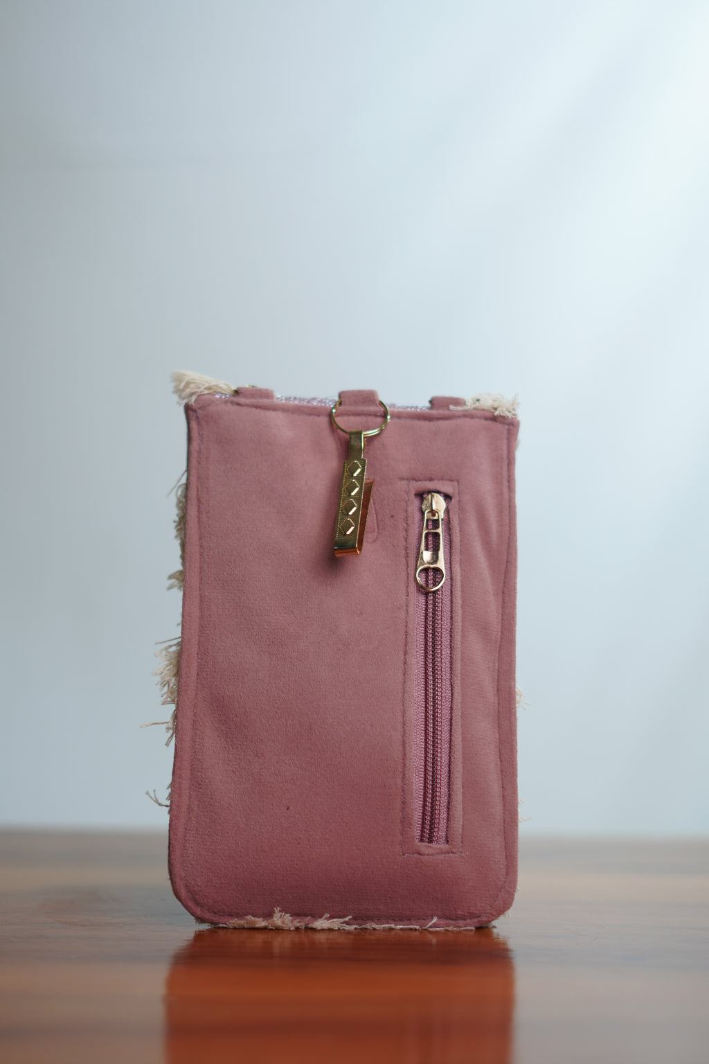 Saree clip mobile pouch with tassels,pink