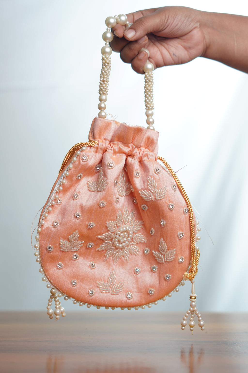 Peach potli bag