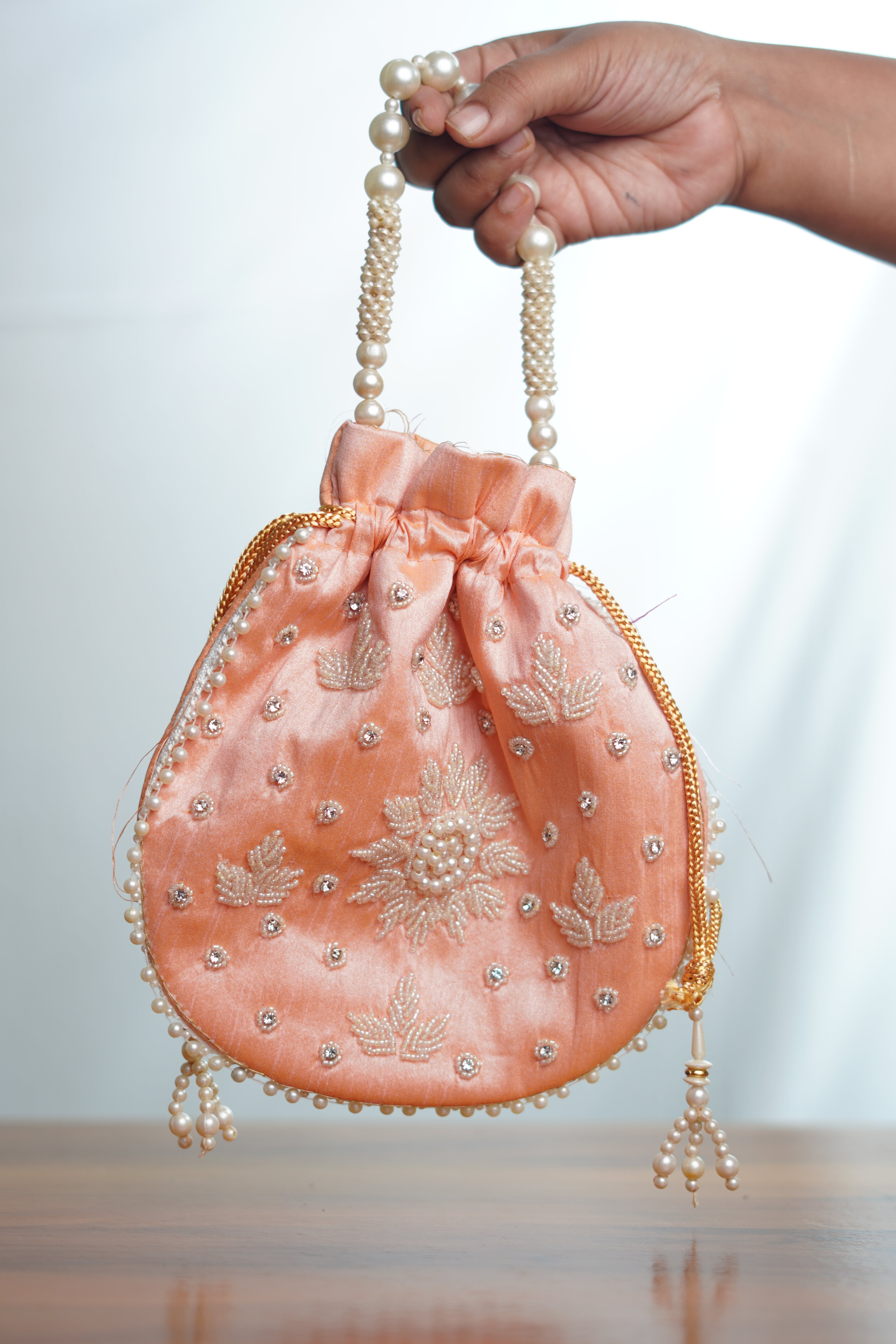 Peach potli bag