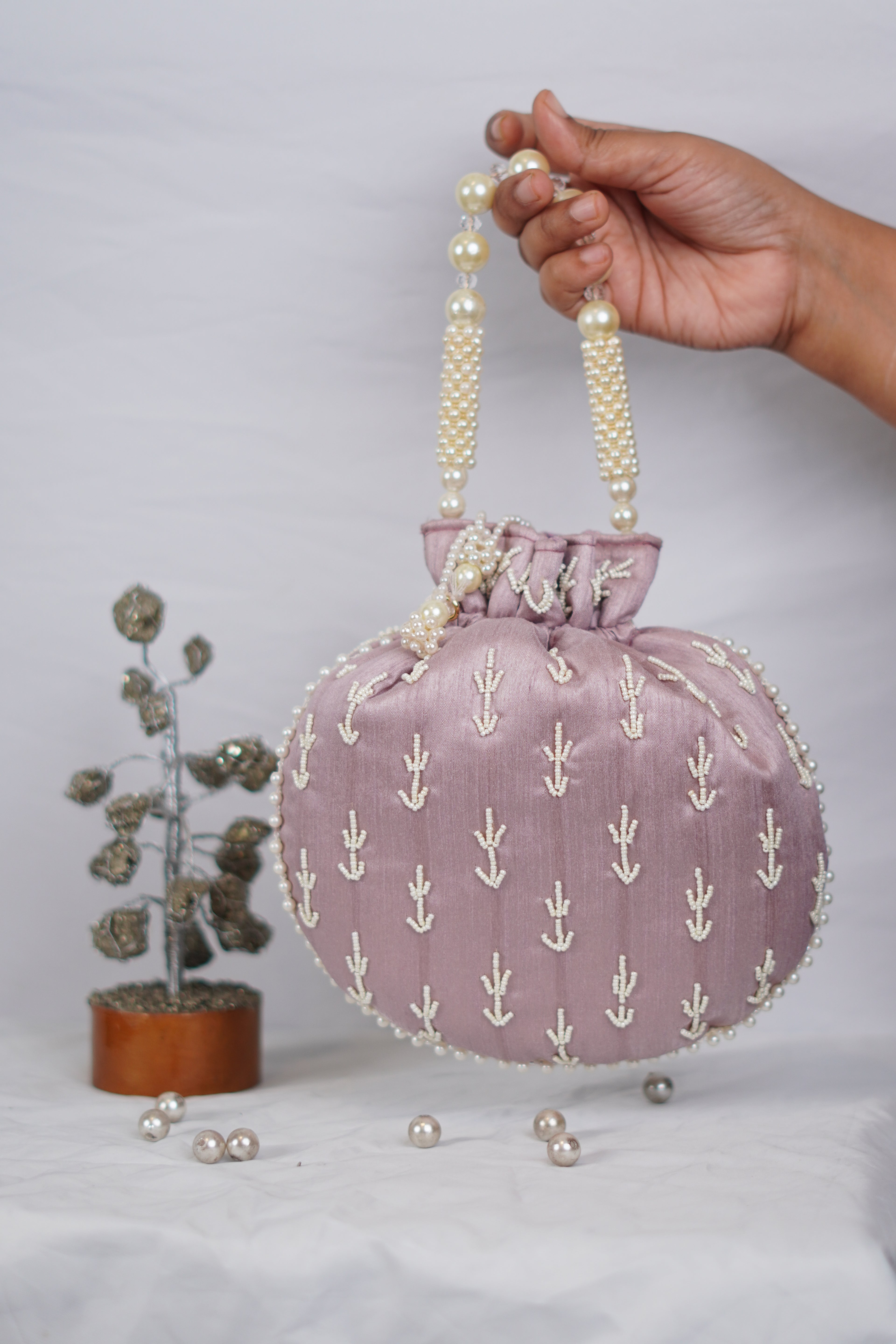 Lavender Beaded Potli