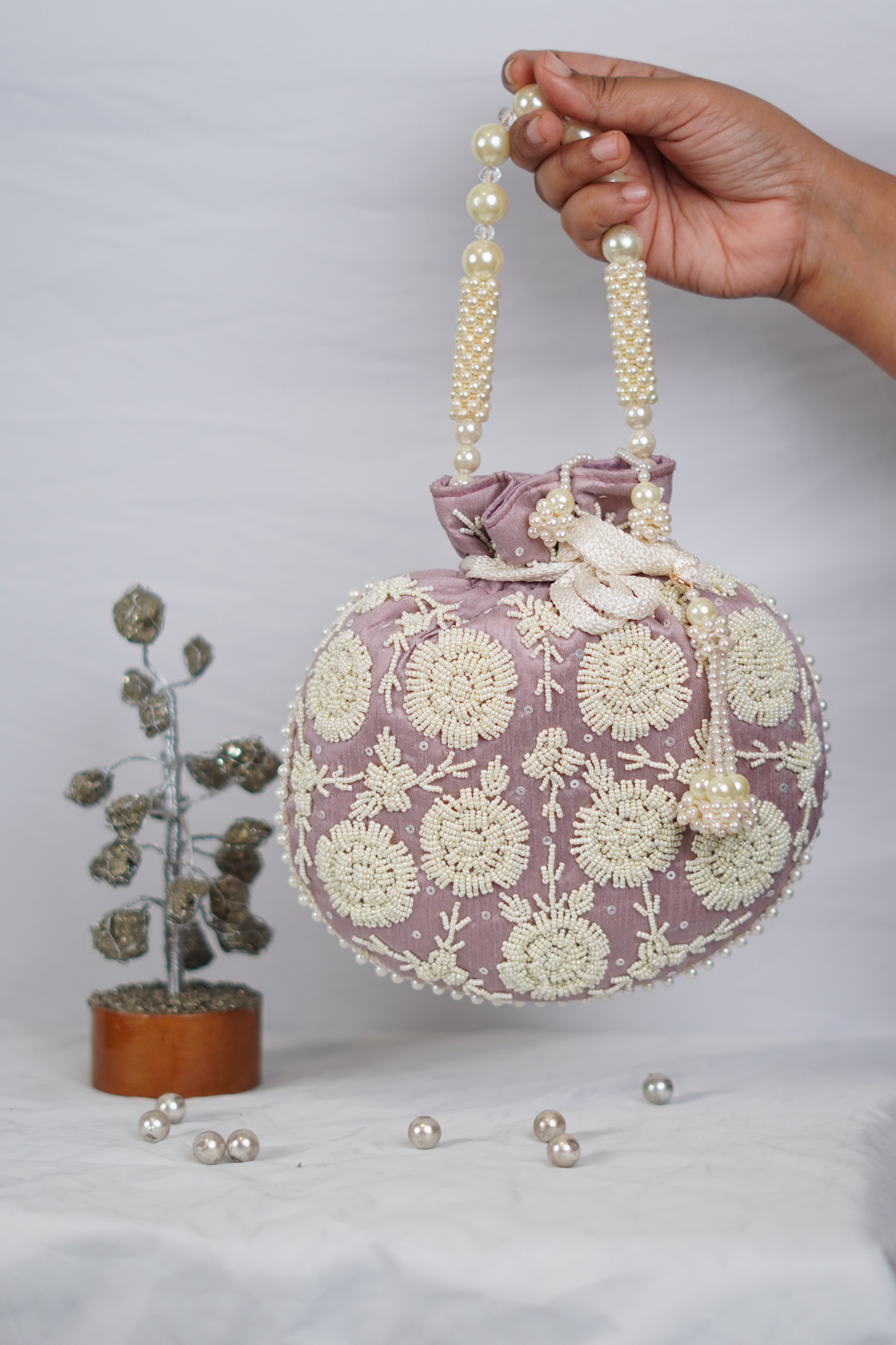 Lavender Beaded Potli