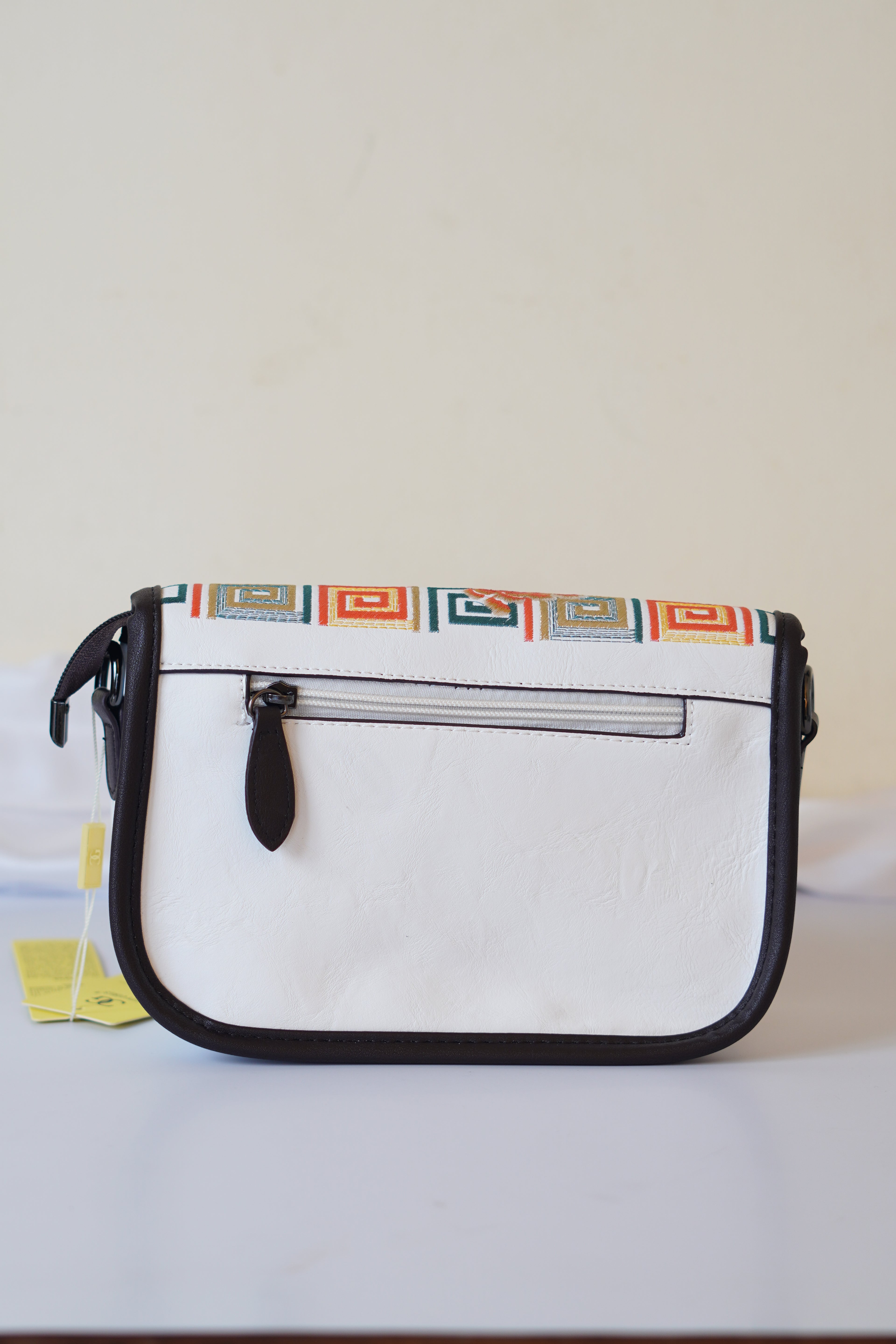 Embroidered Sling bag, White
