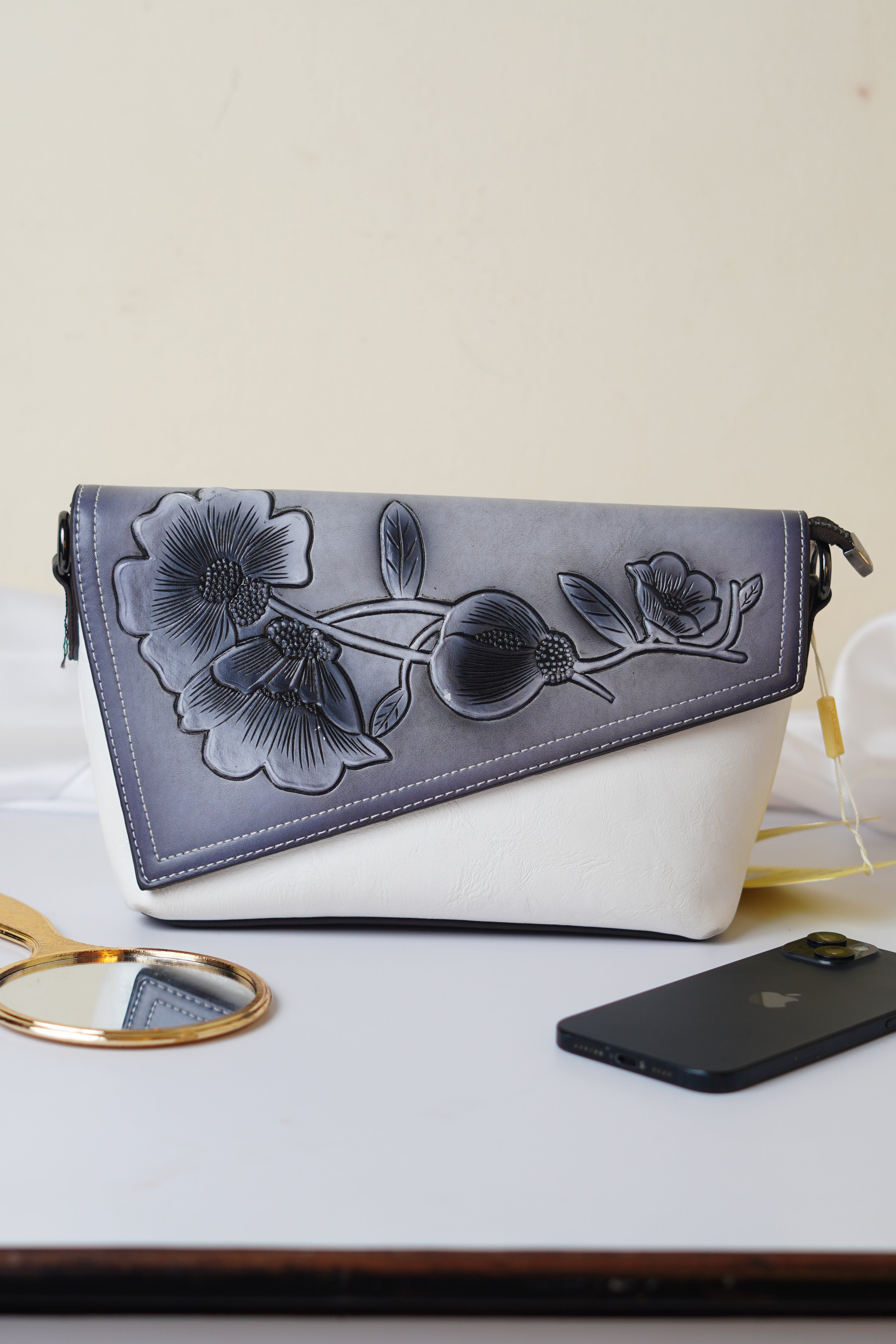 White & grey Sling bag