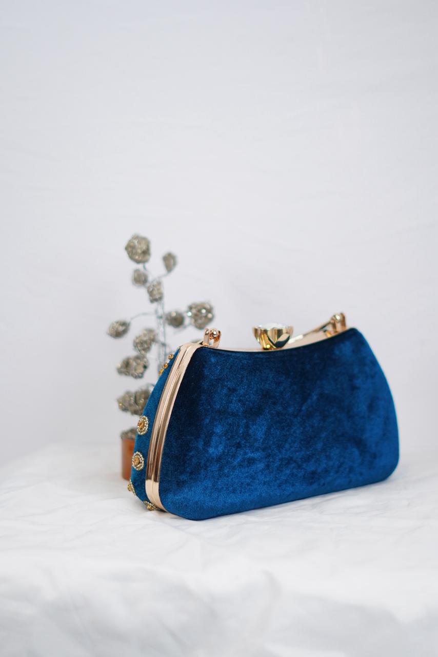 Green zardosi work clutch